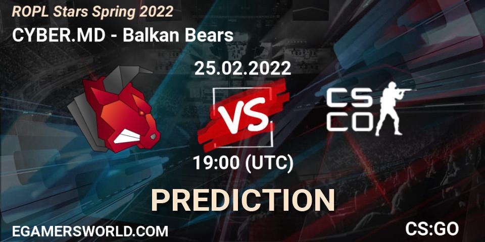 CYBER.MD - Balkan Bears: прогноз. 25.02.2022 at 19:00, Counter-Strike (CS2), ROPL Stars Spring 2022