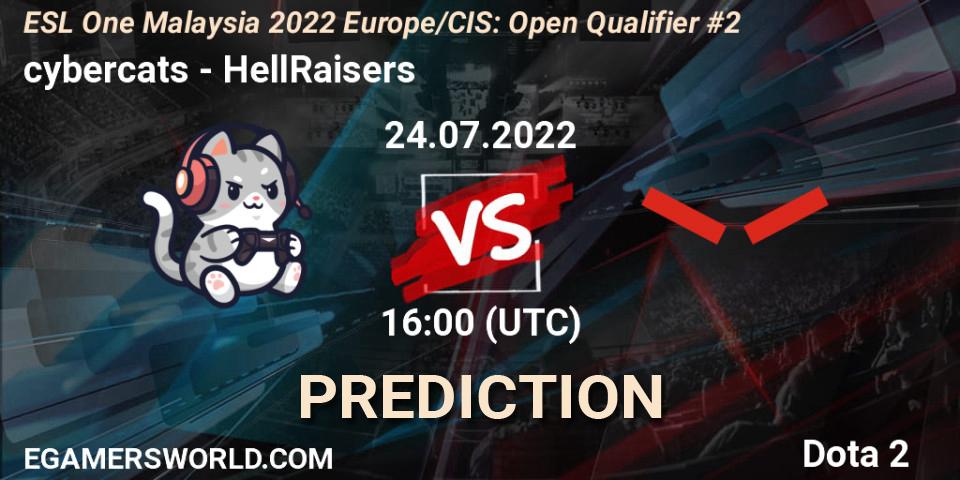 cybercats - HellRaisers: прогноз. 24.07.2022 at 16:09, Dota 2, ESL One Malaysia 2022 Europe/CIS: Open Qualifier #2