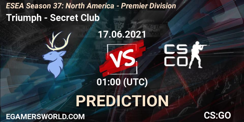 Triumph - Secret Club: прогноз. 17.06.2021 at 01:00, Counter-Strike (CS2), ESEA Season 37: North America - Premier Division