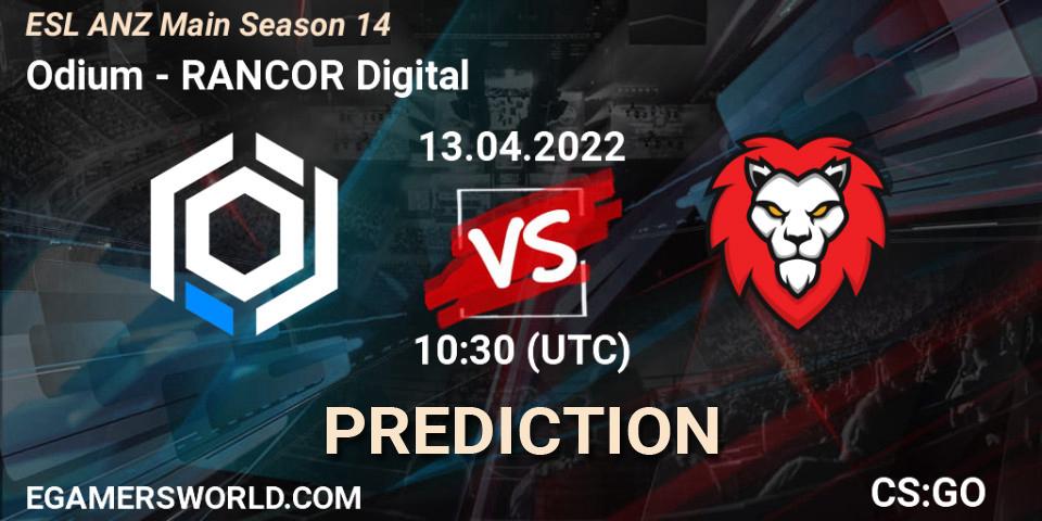 Odium - RANCOR Digital: прогноз. 13.04.2022 at 10:30, Counter-Strike (CS2), ESL ANZ Main Season 14