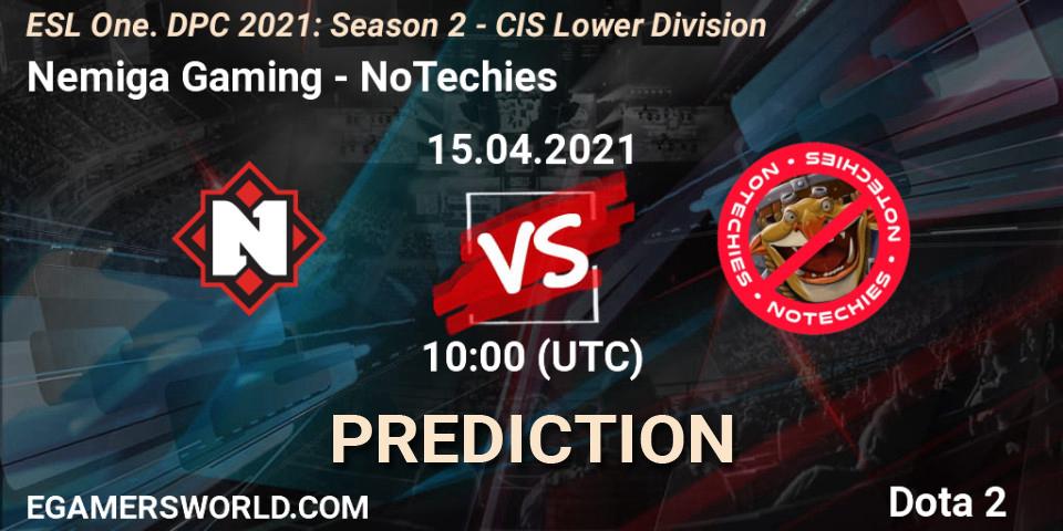 Nemiga Gaming - NoTechies: прогноз. 15.04.2021 at 09:56, Dota 2, ESL One. DPC 2021: Season 2 - CIS Lower Division