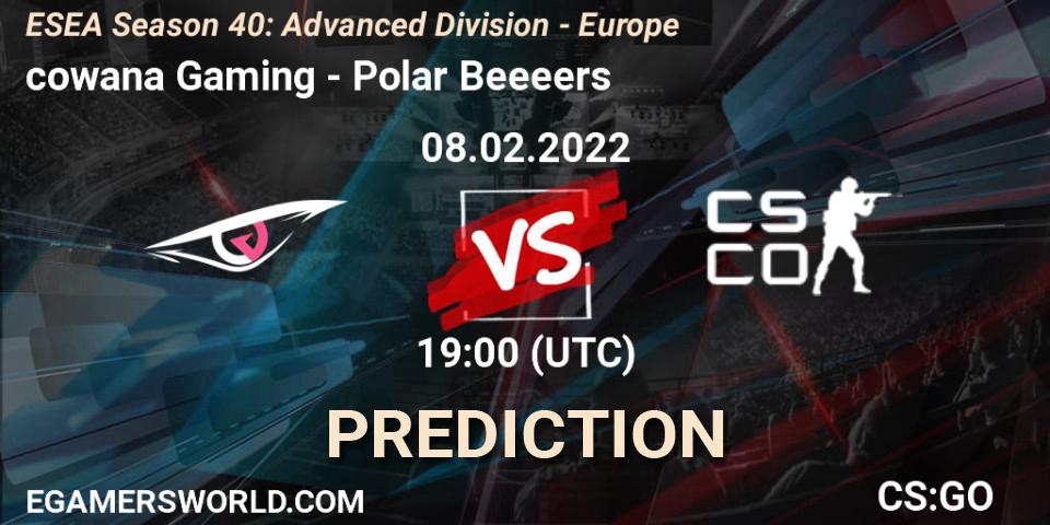 cowana Gaming - Polar Beeeers: прогноз. 08.02.2022 at 19:00, Counter-Strike (CS2), ESEA Season 40: Advanced Division - Europe