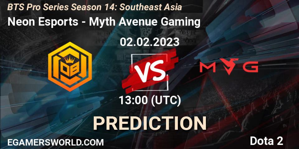 Neon Esports - Myth Avenue Gaming: прогноз. 02.02.23, Dota 2, BTS Pro Series Season 14: Southeast Asia