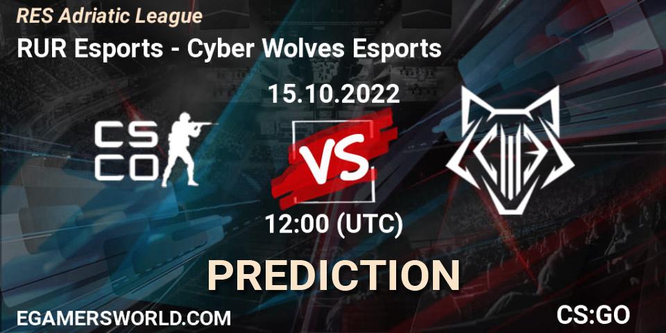 RUR Esports - Cyber Wolves Esports: прогноз. 15.10.2022 at 12:00, Counter-Strike (CS2), RES Adriatic League