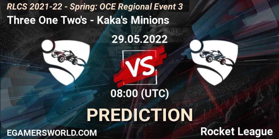Three One Two's - Kaka's Minions: прогноз. 29.05.2022 at 08:00, Rocket League, RLCS 2021-22 - Spring: OCE Regional Event 3