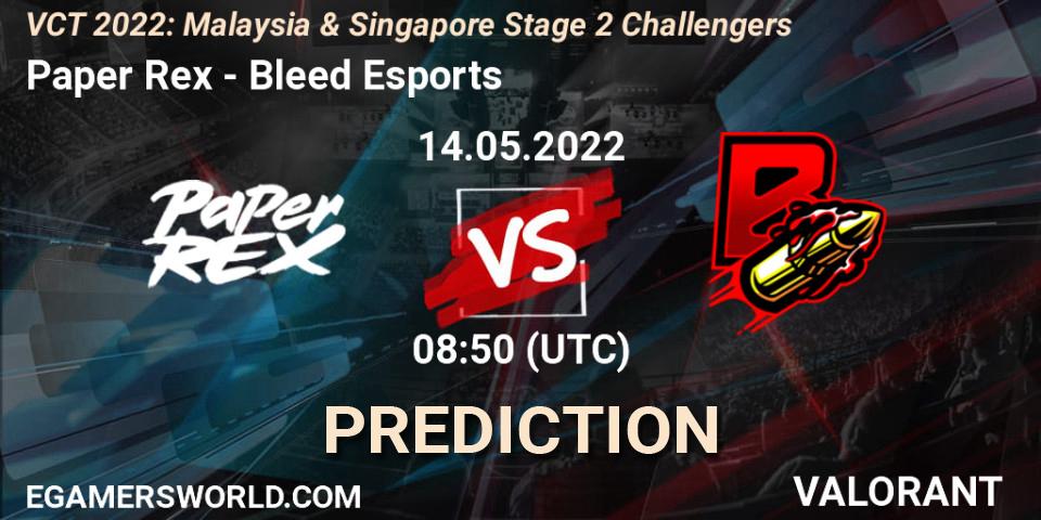 Paper Rex - Bleed Esports: прогноз. 14.05.2022 at 08:50, VALORANT, VCT 2022: Malaysia & Singapore Stage 2 Challengers