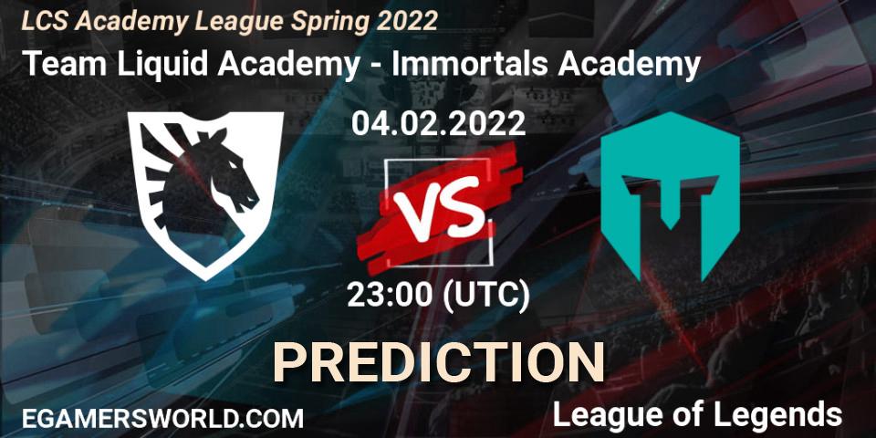 Team Liquid Academy - Immortals Academy: прогноз. 04.02.2022 at 23:00, LoL, LCS Academy League Spring 2022