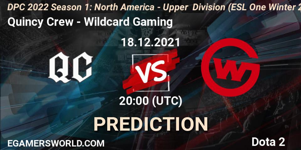 Quincy Crew - Wildcard Gaming: прогноз. 18.12.2021 at 20:02, Dota 2, DPC 2022 Season 1: North America - Upper Division (ESL One Winter 2021)