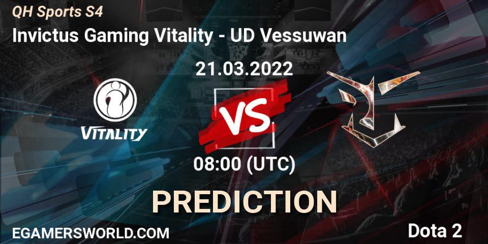 Invictus Gaming Vitality - UD Vessuwan: прогноз. 21.03.2022 at 08:12, Dota 2, QH Sports S4