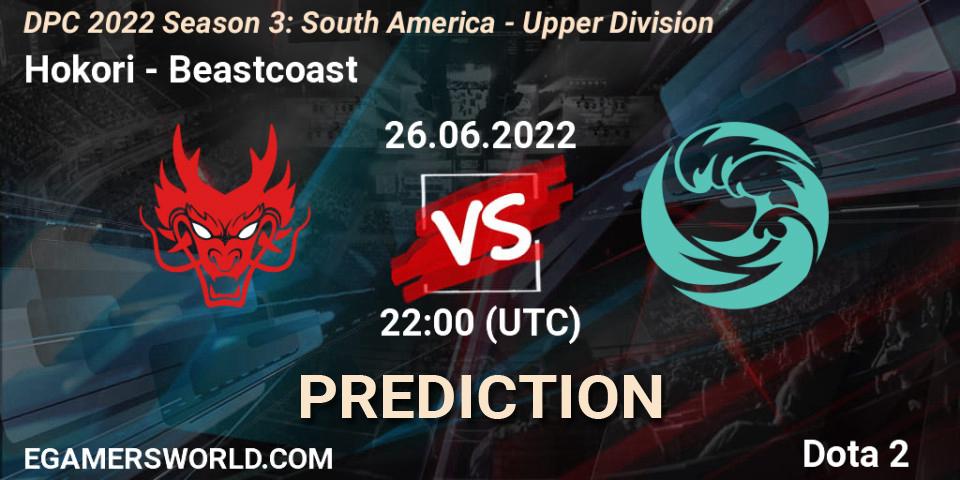 Hokori - Beastcoast: прогноз. 26.06.2022 at 22:53, Dota 2, DPC SA 2021/2022 Tour 3: Division I