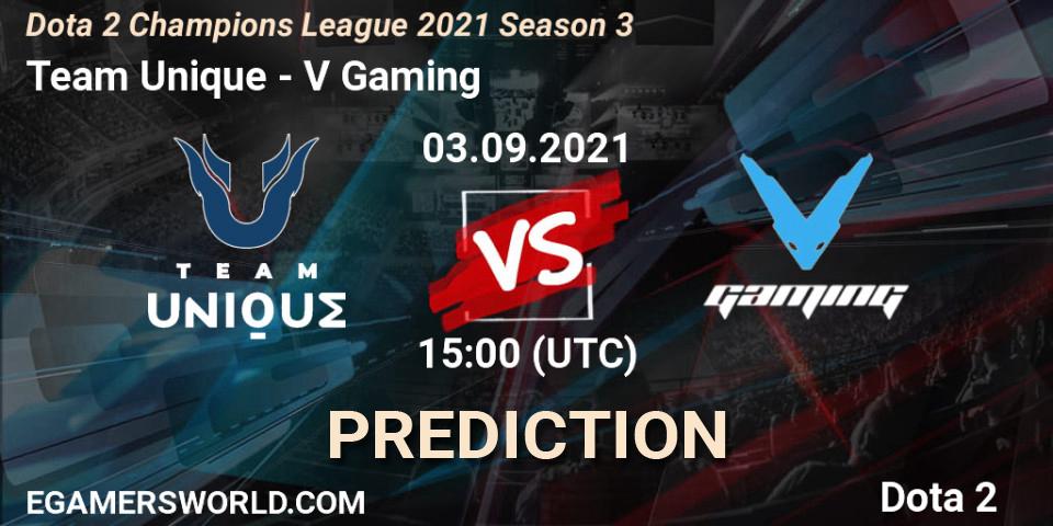Team Unique - V Gaming: прогноз. 03.09.2021 at 15:00, Dota 2, Dota 2 Champions League 2021 Season 3