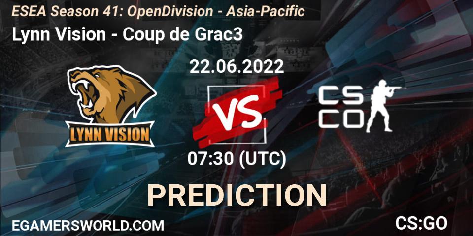 Lynn Vision - Coup de Grac3: прогноз. 22.06.2022 at 07:30, Counter-Strike (CS2), ESEA Season 41: Open Division - Asia-Pacific