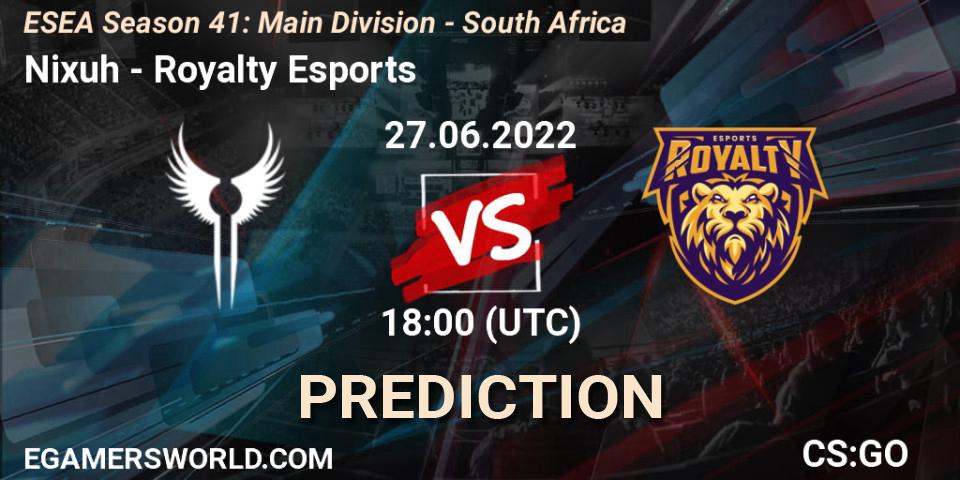 Nixuh - Royalty Esports: прогноз. 27.06.2022 at 18:00, Counter-Strike (CS2), ESEA Season 41: Main Division - South Africa