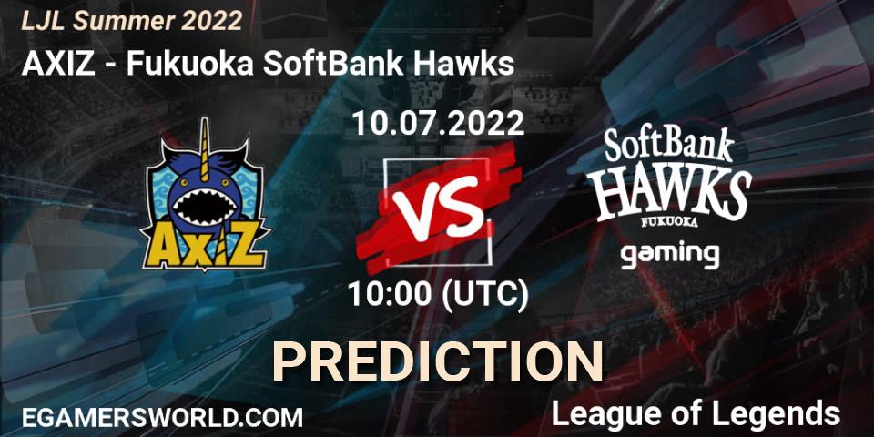 AXIZ - Fukuoka SoftBank Hawks: прогноз. 10.07.2022 at 10:00, LoL, LJL Summer 2022