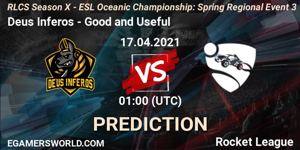 Deus Inferos - Good and Useful: прогноз. 17.04.2021 at 01:00, Rocket League, RLCS Season X - ESL Oceanic Championship: Spring Regional Event 3