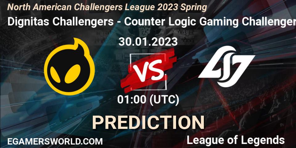 Dignitas Challengers - Counter Logic Gaming Challengers: прогноз. 30.01.2023 at 01:00, LoL, NACL 2023 Spring - Group Stage