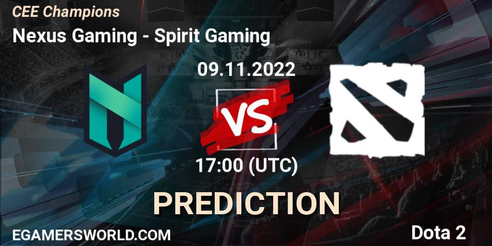Nexus Gaming - Spirit Gaming: прогноз. 09.11.22, Dota 2, CEE Champions