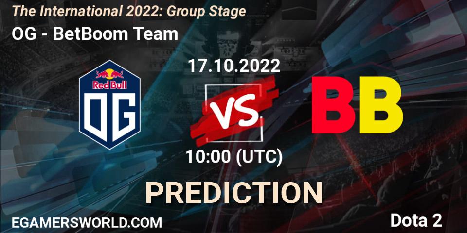 OG - BetBoom Team: прогноз. 17.10.2022 at 12:01, Dota 2, The International 2022: Group Stage