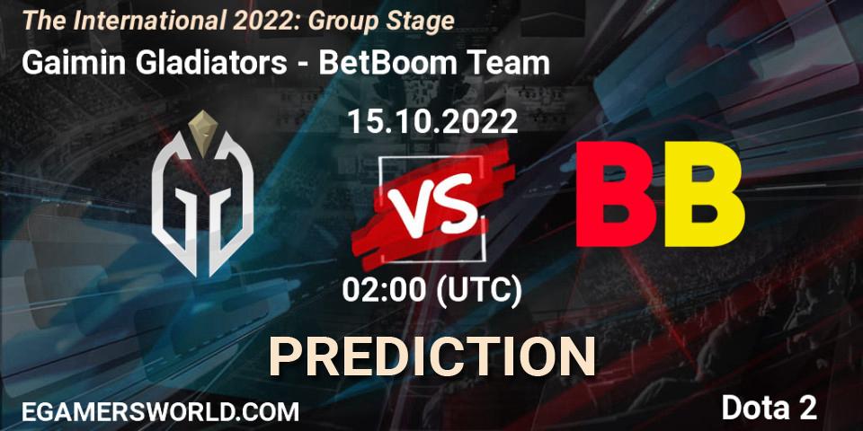 Gaimin Gladiators - BetBoom Team: прогноз. 15.10.2022 at 02:30, Dota 2, The International 2022: Group Stage