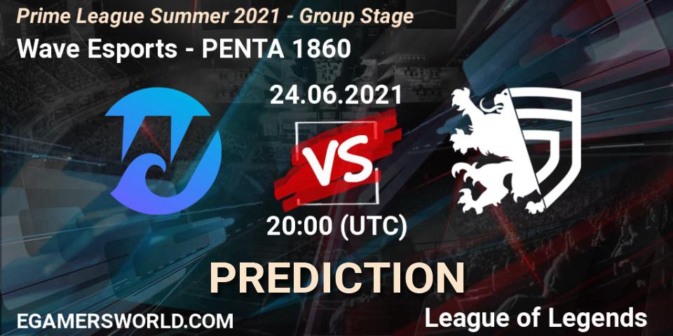 Wave Esports - PENTA 1860: прогноз. 24.06.2021 at 20:00, LoL, Prime League Summer 2021 - Group Stage