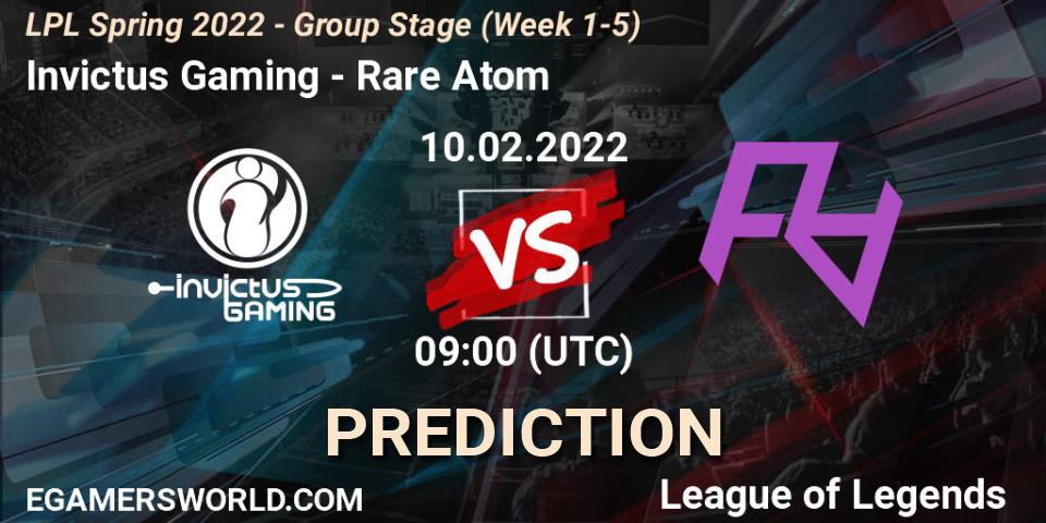 Invictus Gaming - Rare Atom: прогноз. 10.02.2022 at 09:00, LoL, LPL Spring 2022 - Group Stage (Week 1-5)
