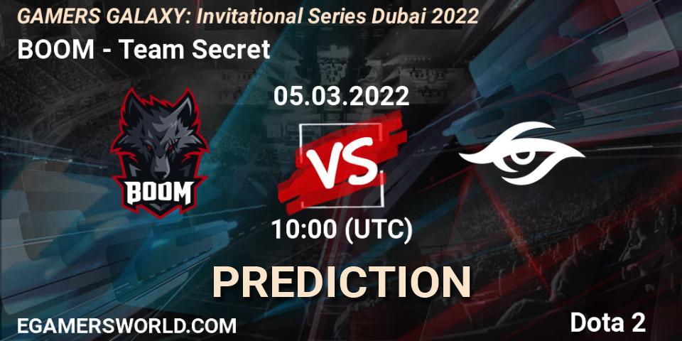BOOM - Team Secret: прогноз. 05.03.2022 at 09:58, Dota 2, GAMERS GALAXY: Invitational Series Dubai 2022