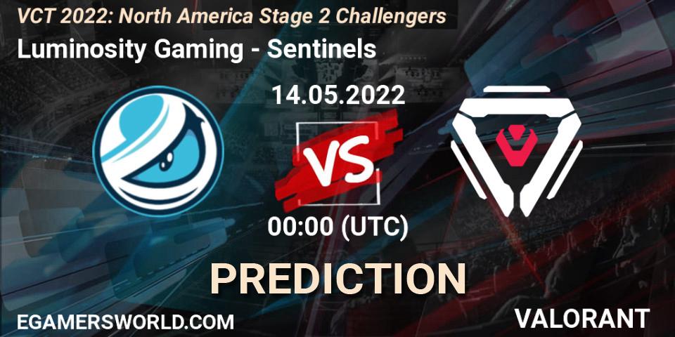 Luminosity Gaming - Sentinels: прогноз. 13.05.2022 at 22:30, VALORANT, VCT 2022: North America Stage 2 Challengers