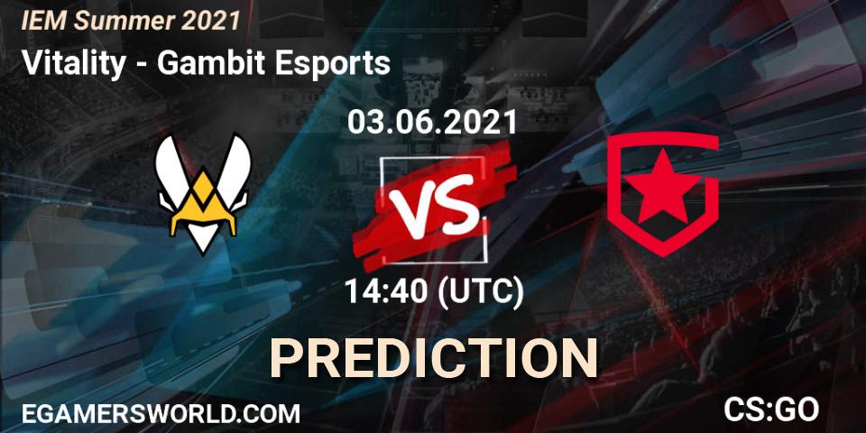 Vitality - Gambit Esports: прогноз. 03.06.2021 at 14:45, Counter-Strike (CS2), IEM Summer 2021