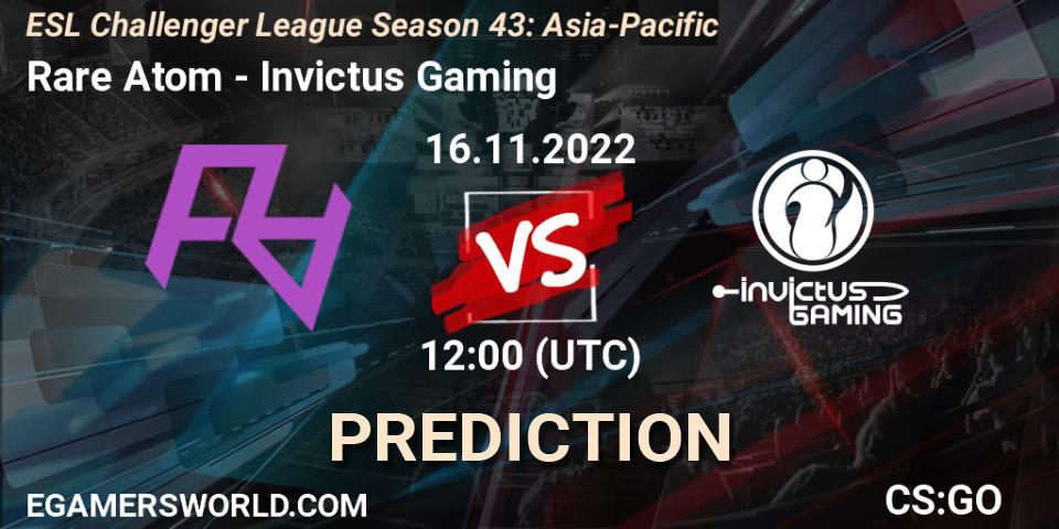 Rare Atom - Invictus Gaming: прогноз. 16.11.22, CS2 (CS:GO), ESL Challenger League Season 43: Asia-Pacific