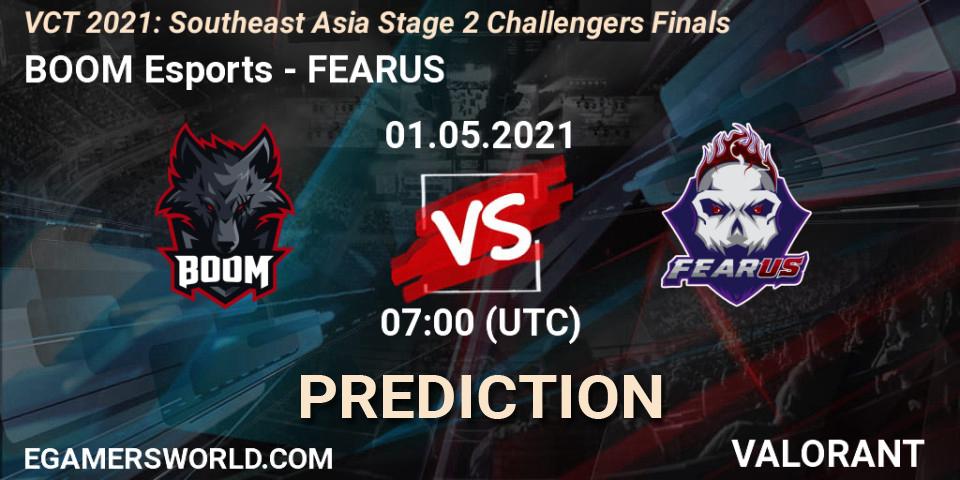BOOM Esports - FEARUS: прогноз. 01.05.2021 at 07:00, VALORANT, VCT 2021: Southeast Asia Stage 2 Challengers Finals
