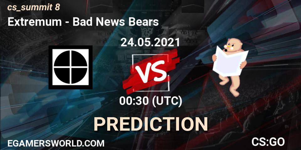 Extremum - Bad News Bears: прогноз. 24.05.2021 at 00:30, Counter-Strike (CS2), cs_summit 8