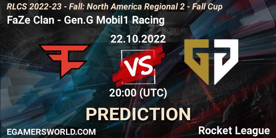 FaZe Clan - Gen.G Mobil1 Racing: прогноз. 22.10.22, Rocket League, RLCS 2022-23 - Fall: North America Regional 2 - Fall Cup