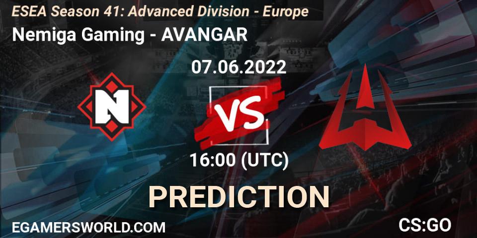 Nemiga Gaming - AVANGAR: прогноз. 07.06.2022 at 16:00, Counter-Strike (CS2), ESEA Season 41: Advanced Division - Europe