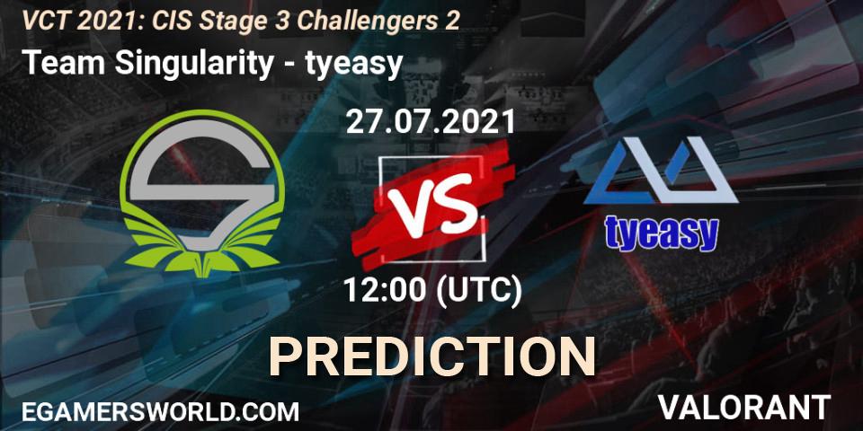 Team Singularity - tyeasy: прогноз. 27.07.2021 at 12:00, VALORANT, VCT 2021: CIS Stage 3 Challengers 2