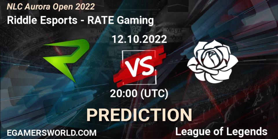 Riddle Esports - RATE Gaming: прогноз. 12.10.2022 at 19:00, LoL, NLC Aurora Open 2022