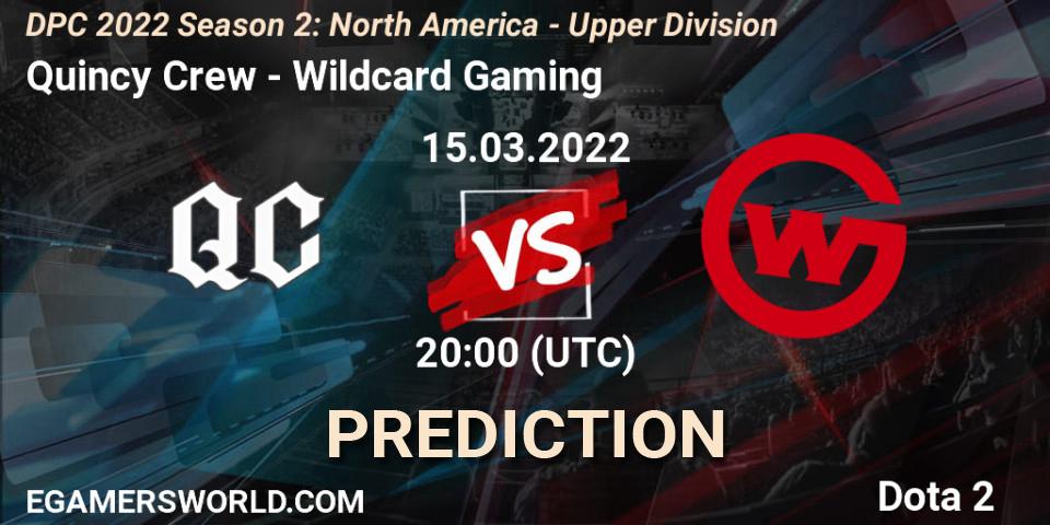 Quincy Crew - Wildcard Gaming: прогноз. 15.03.2022 at 21:02, Dota 2, DPC 2021/2022 Tour 2 (Season 2): NA Division I (Upper) - ESL One Spring 2022