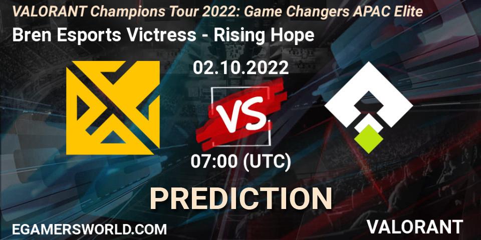 Bren Esports Victress - Rising Hope: прогноз. 02.10.2022 at 08:00, VALORANT, VCT 2022: Game Changers APAC Elite