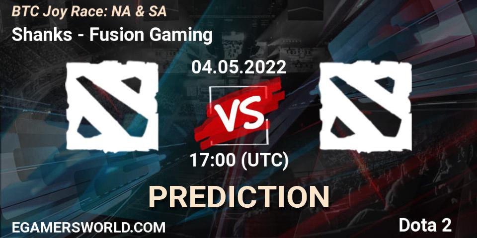 Shanks - Fusion Gaming: прогноз. 04.05.2022 at 17:31, Dota 2, BTC Joy Race: NA & SA