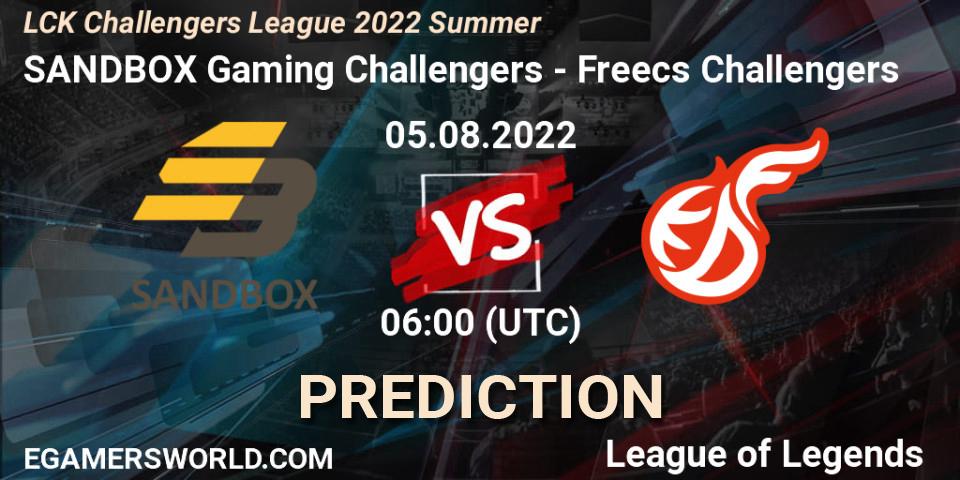 SANDBOX Gaming Challengers - Freecs Challengers: прогноз. 05.08.22, LoL, LCK Challengers League 2022 Summer