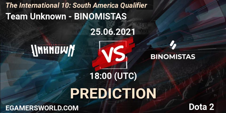 Team Unknown - BINOMISTAS: прогноз. 25.06.21, Dota 2, The International 10: South America Qualifier