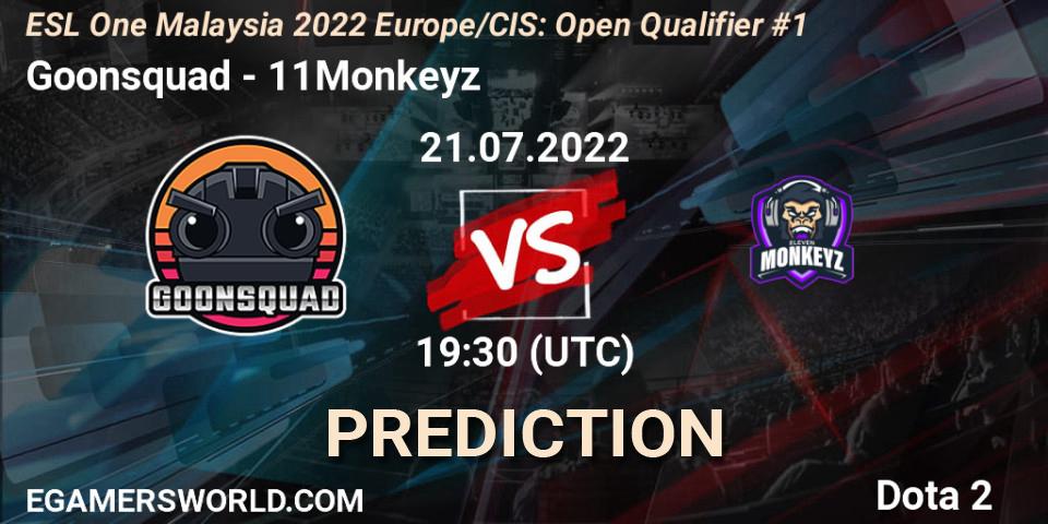 Goonsquad - 11Monkeyz: прогноз. 21.07.2022 at 19:30, Dota 2, ESL One Malaysia 2022 Europe/CIS: Open Qualifier #1