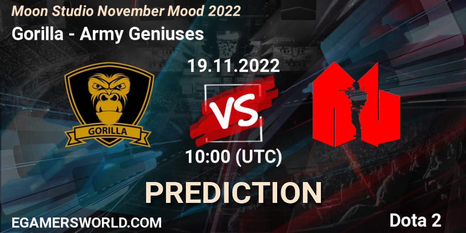 Gorilla - Army Geniuses: прогноз. 19.11.2022 at 10:40, Dota 2, Moon Studio November Mood 2022