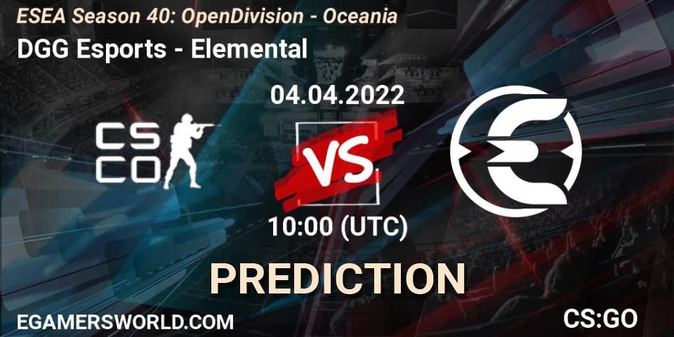 DGG Esports - Elemental: прогноз. 04.04.2022 at 10:00, Counter-Strike (CS2), ESEA Season 40: Open Division - Oceania