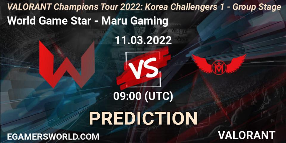 World Game Star - Maru Gaming: прогноз. 11.03.2022 at 11:00, VALORANT, VCT 2022: Korea Challengers 1 - Group Stage