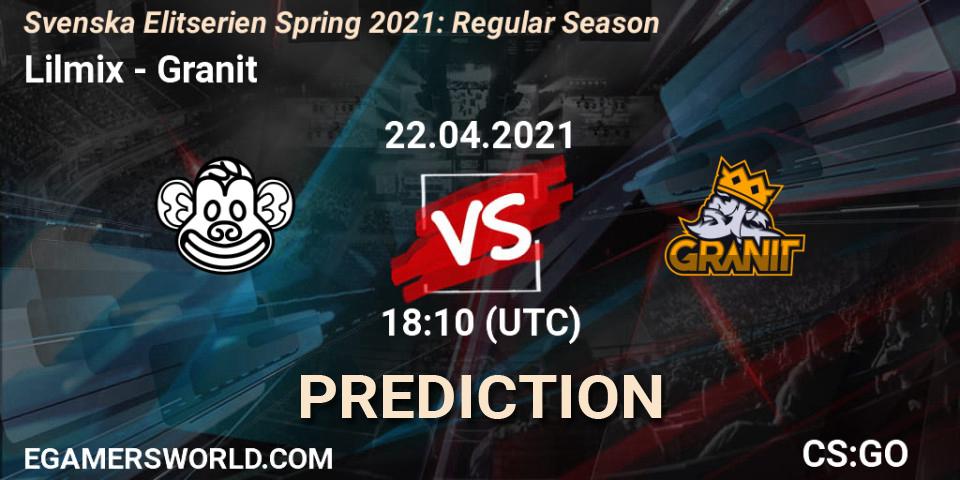 Lilmix - Granit: прогноз. 22.04.2021 at 18:10, Counter-Strike (CS2), Svenska Elitserien Spring 2021: Regular Season