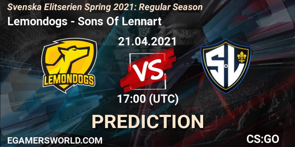 Lemondogs - Sons Of Lennart: прогноз. 21.04.2021 at 17:00, Counter-Strike (CS2), Svenska Elitserien Spring 2021: Regular Season