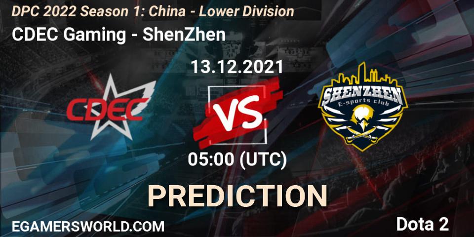 CDEC Gaming - ShenZhen: прогноз. 13.12.2021 at 05:00, Dota 2, DPC 2022 Season 1: China - Lower Division