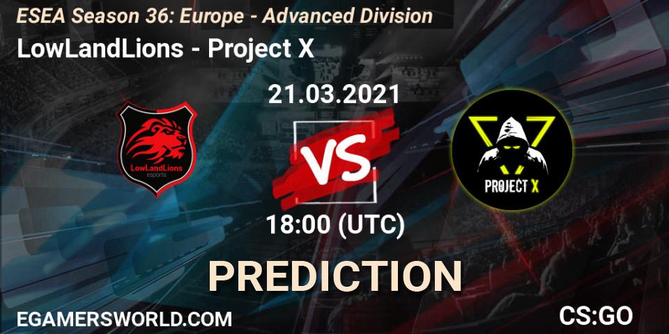 LowLandLions - Project X: прогноз. 21.03.2021 at 18:00, Counter-Strike (CS2), ESEA Season 36: Europe - Advanced Division