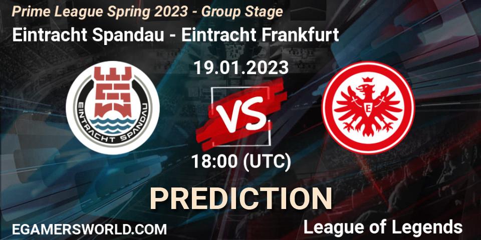 Eintracht Spandau - Eintracht Frankfurt: прогноз. 19.01.2023 at 19:00, LoL, Prime League Spring 2023 - Group Stage