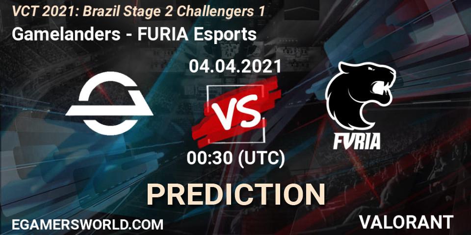 Gamelanders - FURIA Esports: прогноз. 04.04.2021 at 00:30, VALORANT, VCT 2021: Brazil Stage 2 Challengers 1